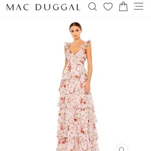 NWT Mac Duggal ruffled sleeves floral gown sz 4
